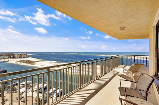 balcony with a water view