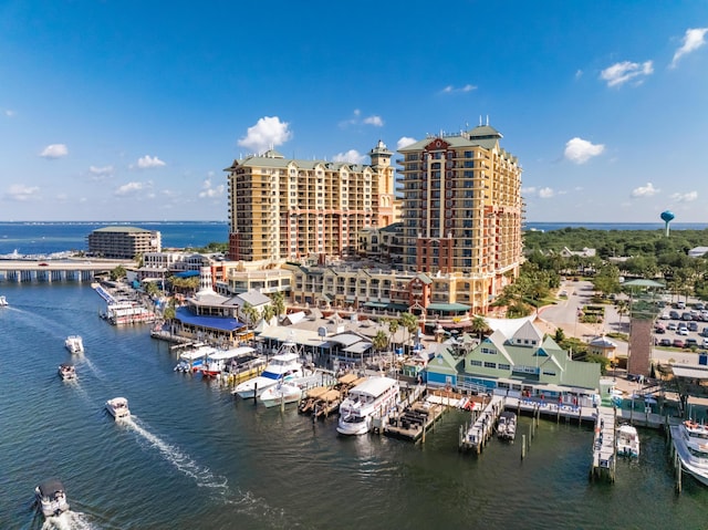 aerial view of a nearby body of water