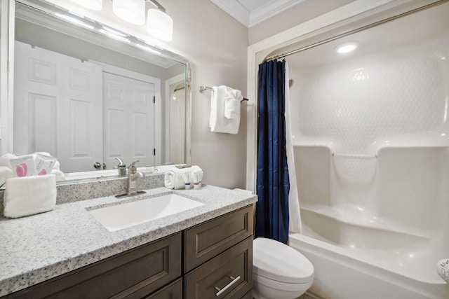 520 N Richard Jackson Blvd Unit 1510, Panama City Beach, FL 32407 - full bath featuring crown molding, shower / bathtub combination with curtain, toilet, and vanity