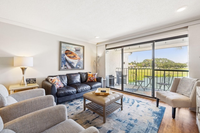 520 N Richard Jackson Blvd Unit 1510, Panama City Beach, FL 32407 - living area with crown molding, wood finished floors, and recessed lighting