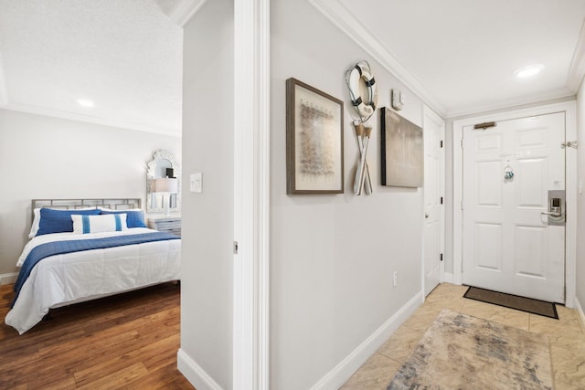 520 N Richard Jackson Blvd Unit 1510, Panama City Beach, FL 32407 - bedroom with ornamental molding, baseboards, recessed lighting, and wood finished floors