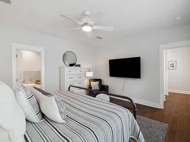 190 Valdare Ln, Inlet Beach, FL 32461 - bedroom featuring wood finished floors, baseboards, a ceiling fan, and ensuite bath