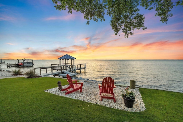 411 Calhoun Ave, Destin, FL 32541 - dock featuring a water view, a yard, and boat lift