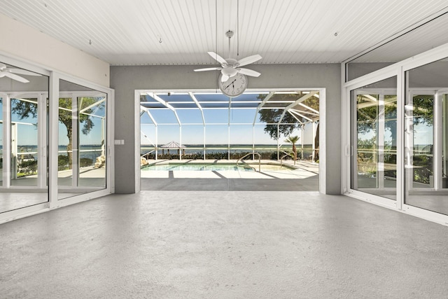 411 Calhoun Ave, Destin, FL 32541 - view of patio featuring a ceiling fan, an outdoor pool, and a lanai