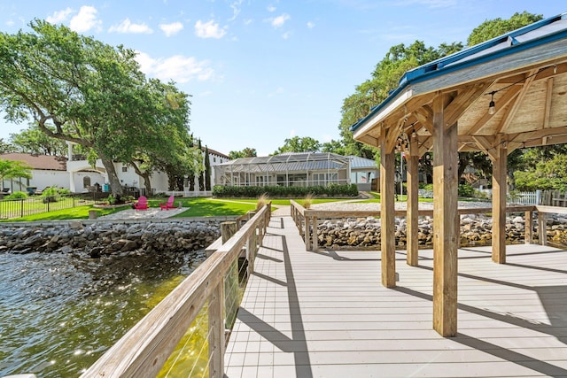 411 Calhoun Ave, Destin, FL 32541 - dock featuring a gazebo and a deck with water view