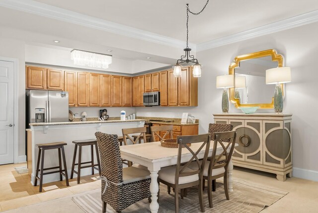 1653 W County Highway 30a Unit 1109, Santa Rosa Beach, FL 32459 - dining space with crown molding, baseboards, and recessed lighting