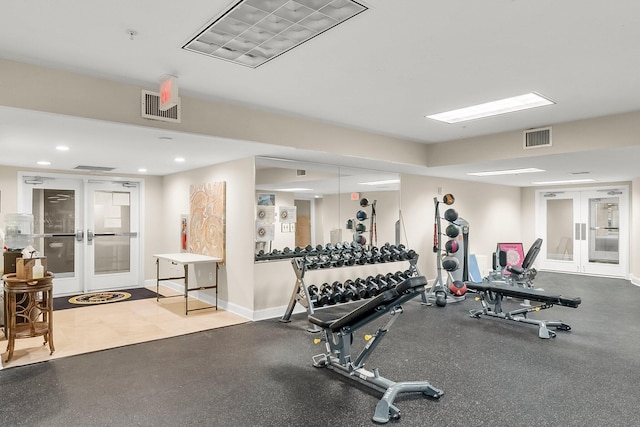 1653 W County Highway 30a Unit 1109, Santa Rosa Beach, FL 32459 - exercise room featuring french doors, recessed lighting, and baseboards