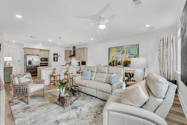 179 S County Highway 393 Unit 445, Santa Rosa Beach, FL 32459 - living room with recessed lighting, light wood-type flooring, and a ceiling fan
