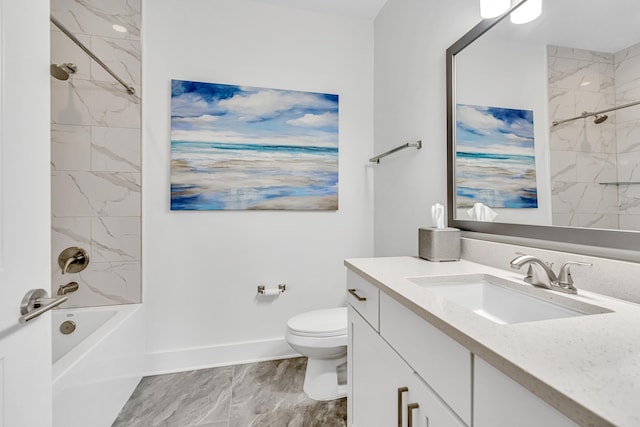 179 S County Highway 393 Unit 445, Santa Rosa Beach, FL 32459 - full bathroom featuring baseboards, marble look tile flooring, toilet, vanity, and shower / washtub combination