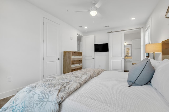 179 S County Highway 393 Unit 445, Santa Rosa Beach, FL 32459 - bedroom with baseboards, recessed lighting, a ceiling fan, and wood finished floors