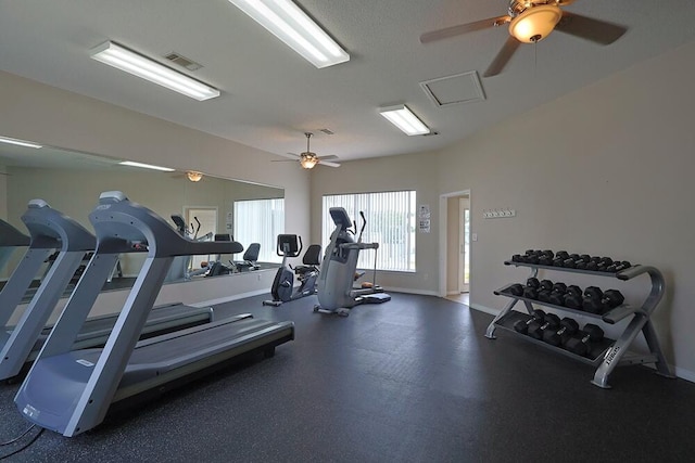 2606 Scenic Gulf Dr Unit 4108, Miramar Beach, FL 32550 - gym featuring a ceiling fan and baseboards