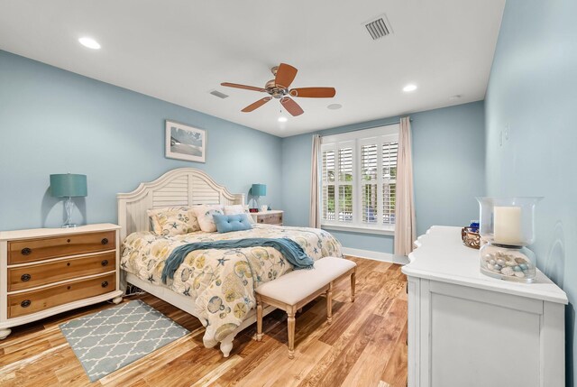 728 Breakers St, Watersound, FL 32461 - bedroom with light wood-style flooring, recessed lighting, ceiling fan, and baseboards