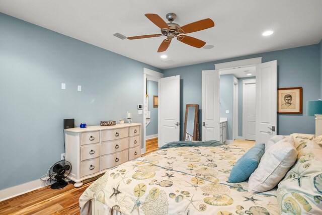 728 Breakers St, Watersound, FL 32461 - bedroom featuring light wood-style flooring, recessed lighting, baseboards, and a ceiling fan