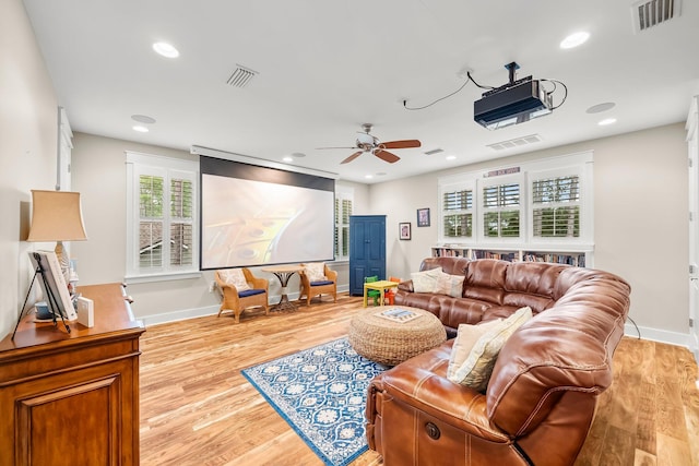 728 Breakers St, Watersound, FL 32461 - living room with a ceiling fan, wood finished floors, recessed lighting, and baseboards