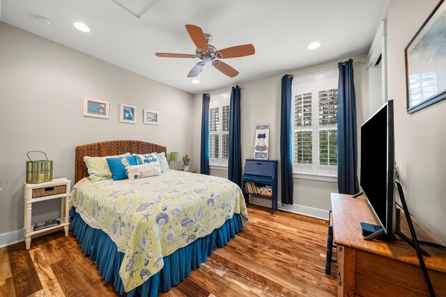 728 Breakers St, Watersound, FL 32461 - bedroom featuring wood finished floors, baseboards, recessed lighting, and ceiling fan