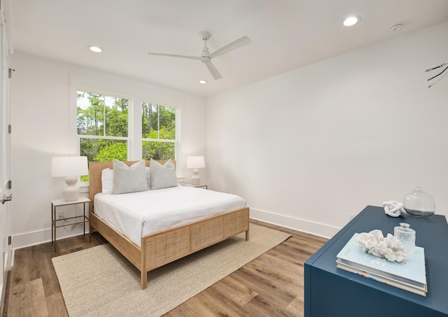 26 Silver Maple Dr, Inlet Beach, FL 32461 - bedroom featuring wood finished floors, recessed lighting, baseboards, and a ceiling fan