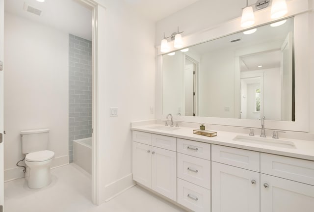 26 Silver Maple Dr, Inlet Beach, FL 32461 - bathroom featuring toilet, double vanity, and baseboards