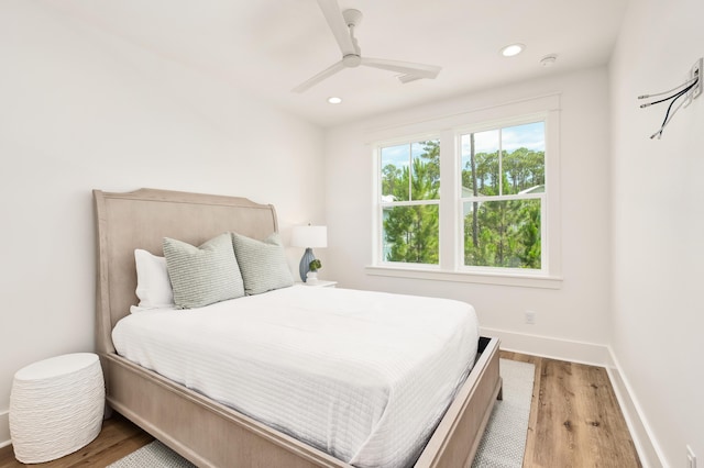 26 Silver Maple Dr, Inlet Beach, FL 32461 - bedroom featuring light wood finished floors, baseboards, ceiling fan, and recessed lighting