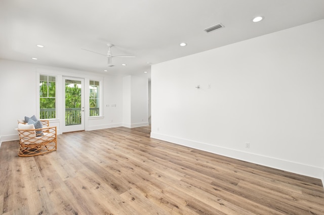 26 Silver Maple Dr, Inlet Beach, FL 32461 - unfurnished living room with recessed lighting, baseboards, light wood-style flooring, and ceiling fan