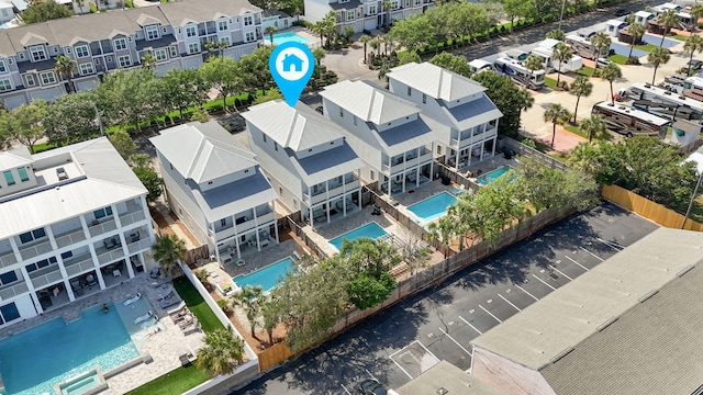 246 Driftwood Rd, Miramar Beach, FL 32550 - aerial perspective of suburban area featuring a pool area