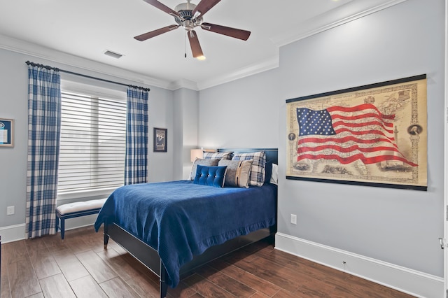134 Norwood Dr Ph 3, Miramar Beach, FL 32550 - bedroom featuring crown molding, wood finished floors, baseboards, and ceiling fan