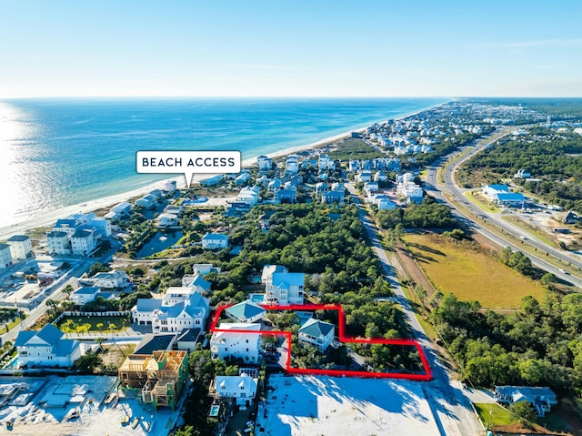 216 E Park Place Ave, Inlet Beach, FL 32461 - aerial view of property and surrounding area featuring property boundaries highlighted and unending shoreline