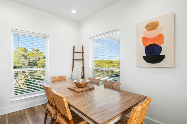 216 E Park Place Ave, Inlet Beach, FL 32461 - dining area featuring wood finished floors, healthy amount of natural light, baseboards, and recessed lighting