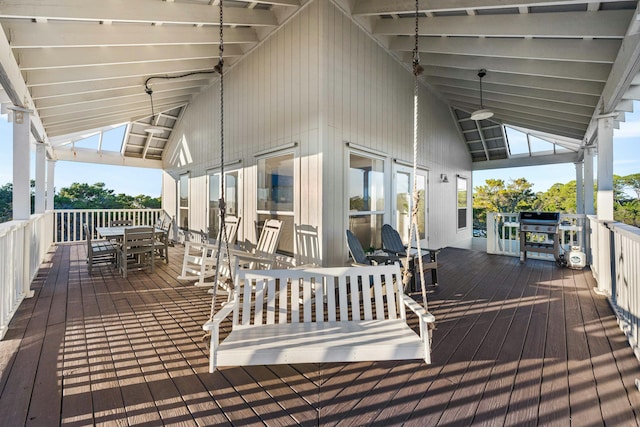 216 E Park Place Ave, Inlet Beach, FL 32461 - wooden deck with outdoor dining space