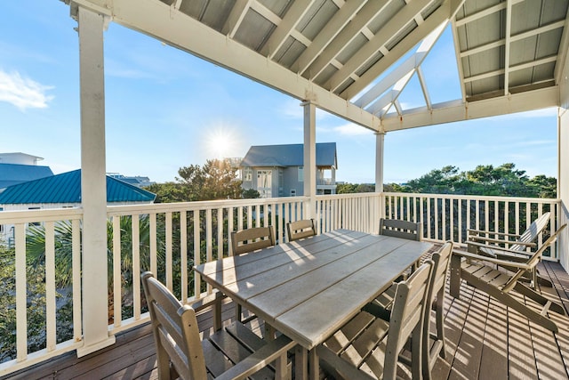 216 E Park Place Ave, Inlet Beach, FL 32461 - wooden terrace with outdoor dining space