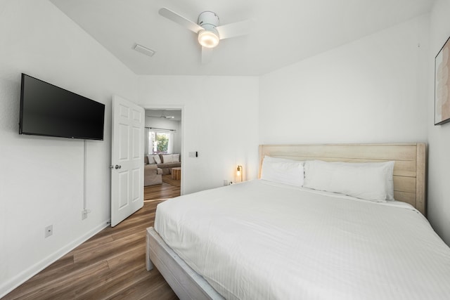 216 E Park Place Ave, Inlet Beach, FL 32461 - bedroom featuring wood finished floors, ceiling fan, and baseboards