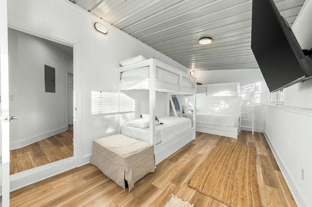 216 E Park Place Ave, Inlet Beach, FL 32461 - bedroom with electric panel, wood finished floors, and baseboards