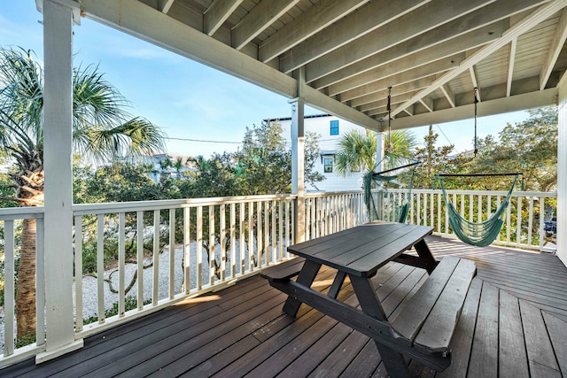 216 E Park Place Ave, Inlet Beach, FL 32461 - wooden terrace featuring outdoor dining area