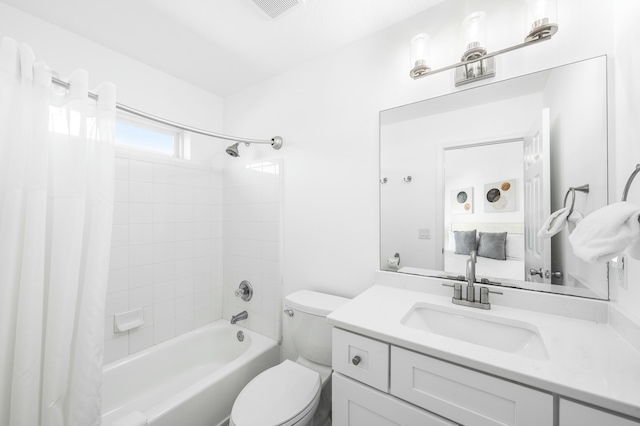 216 E Park Place Ave, Inlet Beach, FL 32461 - full bathroom featuring shower / bath combination with curtain, toilet, and vanity