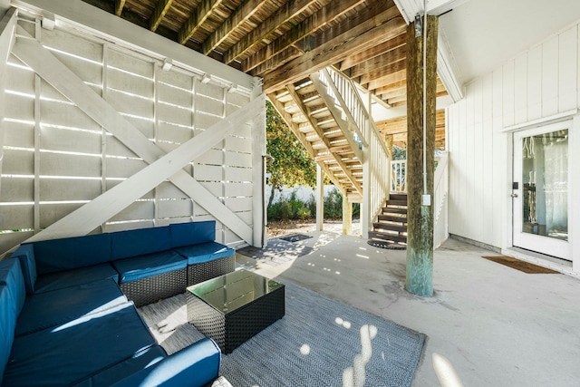 216 E Park Place Ave, Inlet Beach, FL 32461 - view of patio / terrace with stairway and an outdoor living space