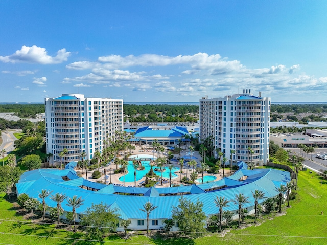 4205 Indian Bayou Trl Unit 10, Destin, FL 32541 - drone / aerial view of a pool area