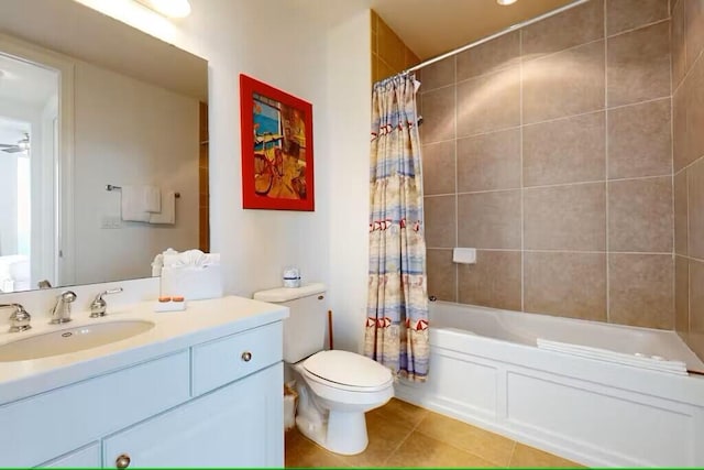 15100 Emerald Coast Pkwy Unit Ph4, Destin, FL 32541 - full bath with vanity, tile patterned flooring, toilet, and shower / bath combo with shower curtain