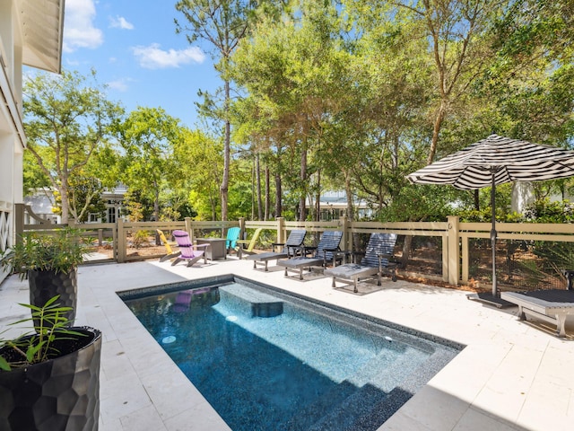 121 Red Cedar Way, Santa Rosa Beach, FL 32459 - view of swimming pool featuring a patio area and view of wooded area