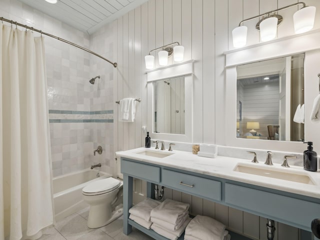 121 Red Cedar Way, Santa Rosa Beach, FL 32459 - full bath with tile patterned floors, shower / bath combo, toilet, and double vanity