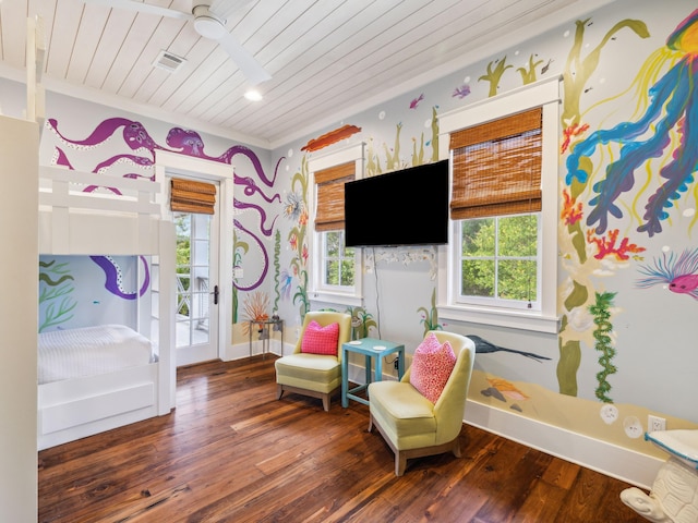121 Red Cedar Way, Santa Rosa Beach, FL 32459 - sitting room with wooden ceiling, healthy amount of natural light, wood finished floors, and baseboards