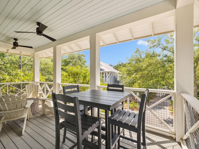 121 Red Cedar Way, Santa Rosa Beach, FL 32459 - deck with a ceiling fan and outdoor dining area
