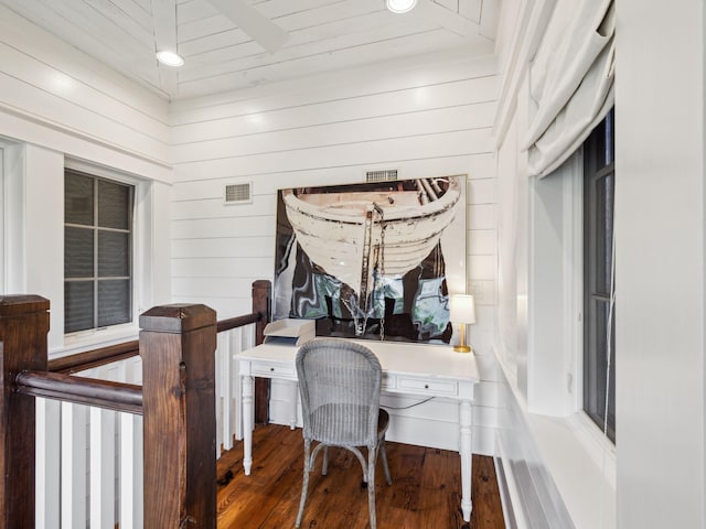 121 Red Cedar Way, Santa Rosa Beach, FL 32459 - office with wood finished floors and wood walls