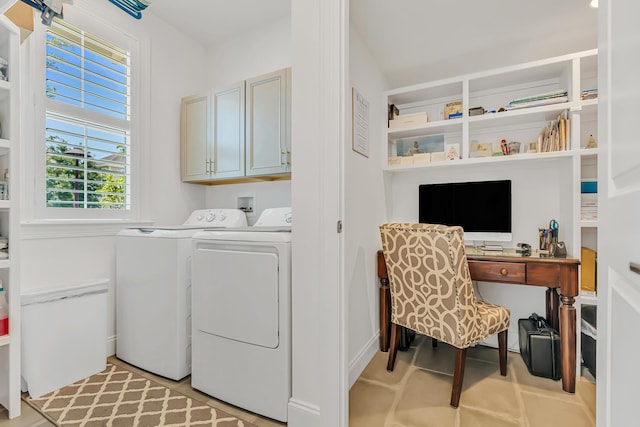 101 Windrow Way Lot 255, Watersound, FL 32461 - clothes washing area with cabinet space, a desk, and independent washer and dryer