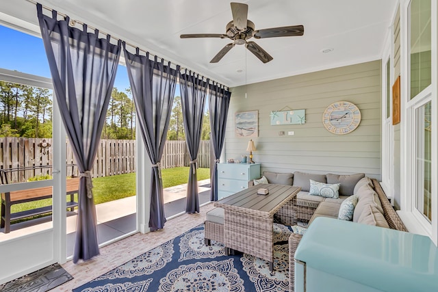 101 Windrow Way Lot 255, Watersound, FL 32461 - sunroom / solarium with an outdoor living space and a ceiling fan