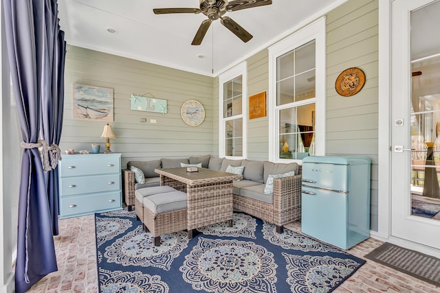 101 Windrow Way Lot 255, Watersound, FL 32461 - sunroom / solarium featuring ceiling fan and outdoor lounge area