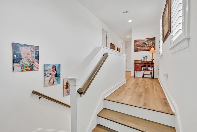 101 Windrow Way Lot 255, Watersound, FL 32461 - stairs with recessed lighting, wood finished floors, and baseboards