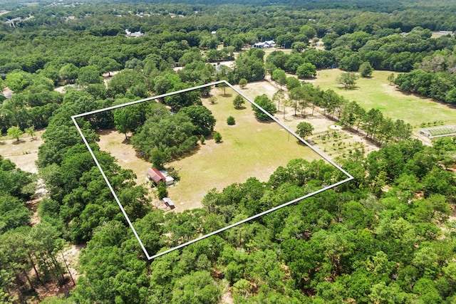 540 John King Rd, Crestview, FL 32539 - aerial view of sparsely populated area with property boundaries highlighted and a forest