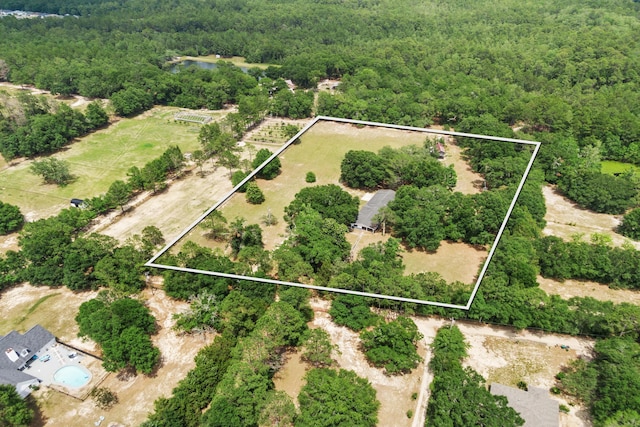 540 John King Rd, Crestview, FL 32539 - aerial overview of property's location with a forest and property boundaries highlighted