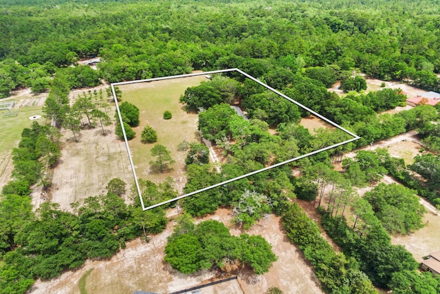 540 John King Rd, Crestview, FL 32539 - aerial overview of property's location with a heavily wooded area and property boundaries highlighted