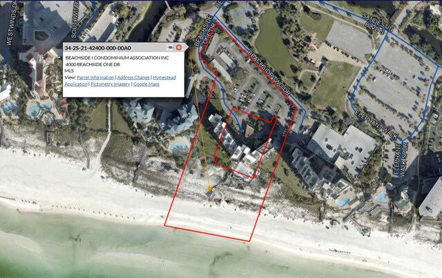 aerial view of property's location with property parcel outlined