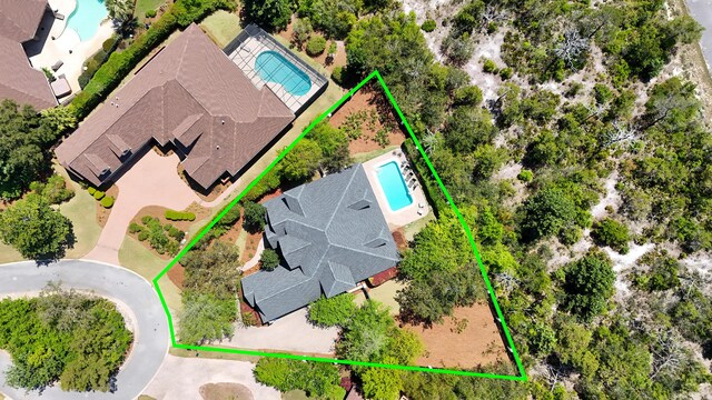 3208 Magnolia Islands Blvd, Panama City Beach, FL 32408 - aerial overview of property's location with a pool area and property parcel outlined
